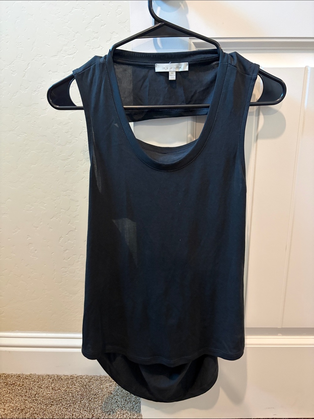 ♠️Life After Denim Black Scoop-Back Muscle Tank